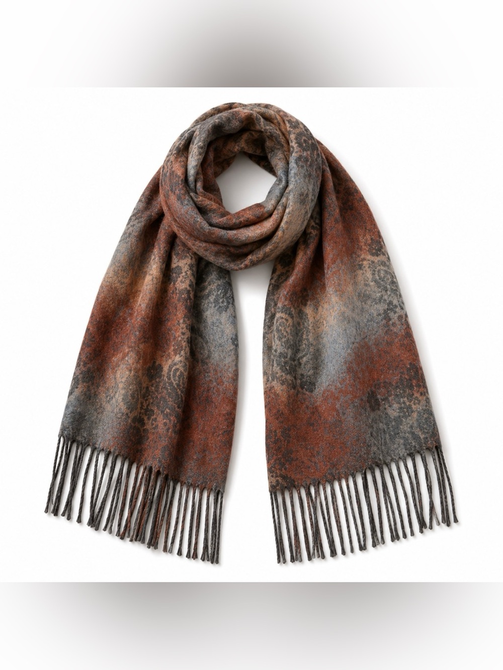 CEJON Made in Italy Acryllic Paisley Fringe Scarf Shawl